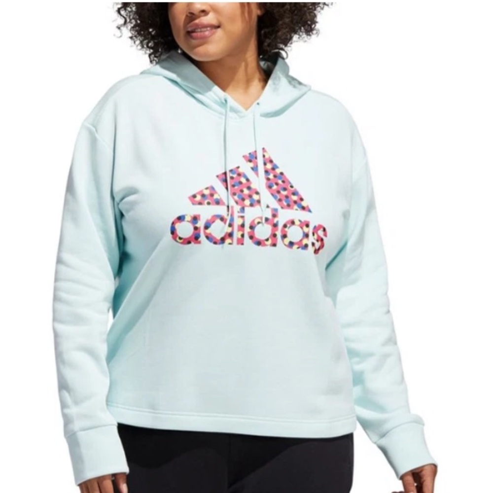 NWT Adidas BOS Polka Dot Logo Hoodie Sweatshirt Halo Mint 2X